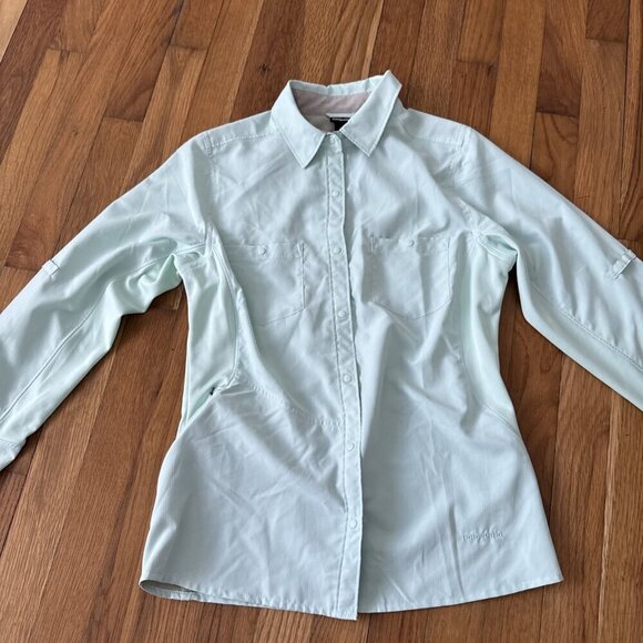Patagonia Shirt Women’s Light Green Button Snap Long Sleeve Outdoor Hiking XS - Picture 2 of 6